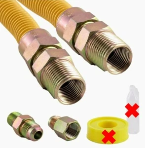 Eastman 4 Fuß 1/2 Zoll Außendurchmesser Einlass x 1/2 Zoll Außendurchmesser Auslass Edelstahl Gasanschluss - Bild 1 von 10