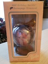 Vintage Mattel Collector's Holiday Barbie Decoupage Ornament & Wood Stand