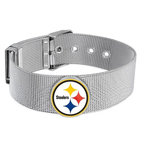 Pittsburgh Steelers Mens Womens Silver Adjustable Bracelet w Gift Pkg D6 Cover