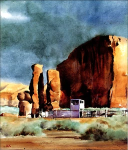 1994 Vintage Print Navajo Rodeo Ground Western Watercolor By William Matthews - Picture 1 of 2