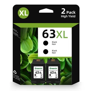 2 Pack 63XL Black Ink Cartridges For HP Envy 4520 Officejet 5220 5258 4650 3830 - Picture 1 of 7