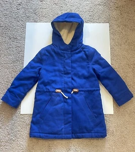 NEW Mini Boden Girl Sherpa Lined Blue Coat, size 4-5 - Picture 1 of 7