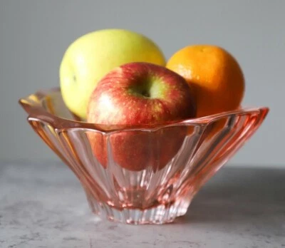Pink Crystal Bowl 8 " Bohemia Czech Glass Fruit Desert Sweets Plate Gift NEW - Image 1 of 4