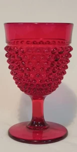 Vintage Fenton Ruby Red Hobnail Stemmed Glass Water Wine Goblet - MCM - 5.75" - Picture 1 of 4