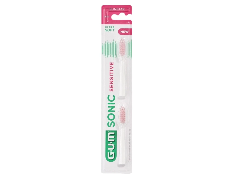 GUM SUNSTAR GUM Sonic Sensitive 2 Ersatzbürsten ultra soft Schallzahnbürste Activial Sonic