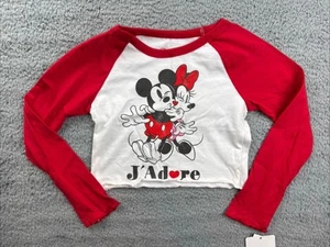 Disney Girl's Size XS Mickey Mouse & Friends Long Sleeve Graphic Cropped T-Shirt - Picture 1 of 7