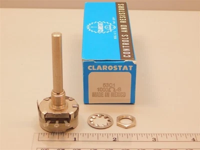 Clarostat Honeywell 53C1-1K-S 1K 2W 10% Linear Taper Potentiometer 2" Shaft - Image 1 of 2