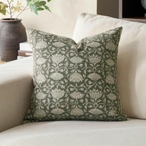 Floral Pillow Covers 20x20 Decorative Throw Pillow Covers Floral Block Print ... - Picture 1 of 7