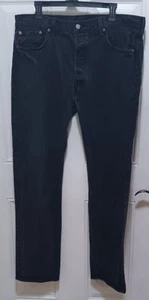 Vintage 90s Levis 501 Jeans Mens 36x34(actual) Black Button Fly Denim Dark Wash - Picture 1 of 5