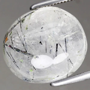 7.12ct Oval Cab Natural Brazilian Black Needles Inclusions in Rutile Quartz - Picture 1 of 4