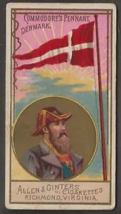 ALLEN & GINTER (USA)-NAVAL FLAGS 1887- COMMODORES PENNANT DENMARK - Picture 1 of 2