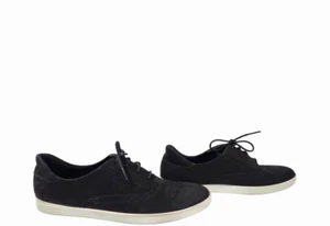 ECCO Barentz Oxford Black Nubuck Perforated Shoes Sneakers Women's 41/ US 10 - Picture 1 of 19