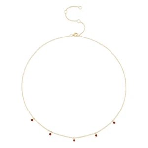 14K Yellow Gold Ruby Necklace Natural 0.40 CT Round Cut - Picture 1 of 2