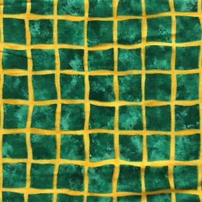 24" Moda Whimsical Wabbits Patrick Lose Green Yellow Square Print Cotton Fabric - Image 1 of 4