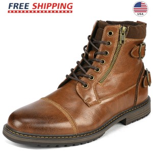 Bruno Marc Men's Combat Motorcycle Boots Oxford Dress Boot Lace Up Shoes Size US
