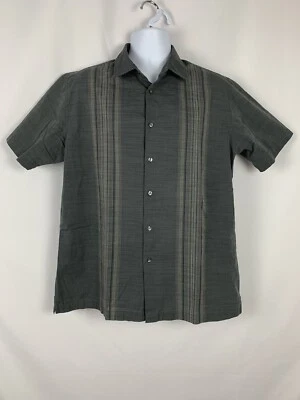 Camisa con botones Van Heusen para hombre manga corta a rayas imitación lino talla grande Foto 1 de 4