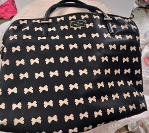 Kate Spade Nylon Laptop Bag Handles Black With White Bows (NO Shoulder Strap) - Picture 1 of 10