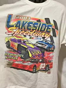 Camiseta NASCAR Lakeside Speedway KC 2003, KS All Over Graphic Schedule 2XL - Imagen 1 de 5