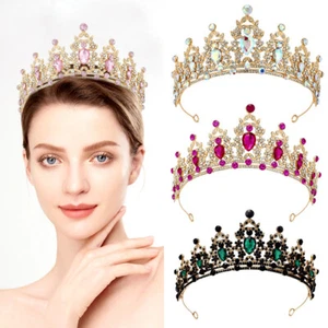 Kristall Haar Tiara Krone Strass Stirnband Barock Braut Tiaras Hochzeit - Picture 1 of 27