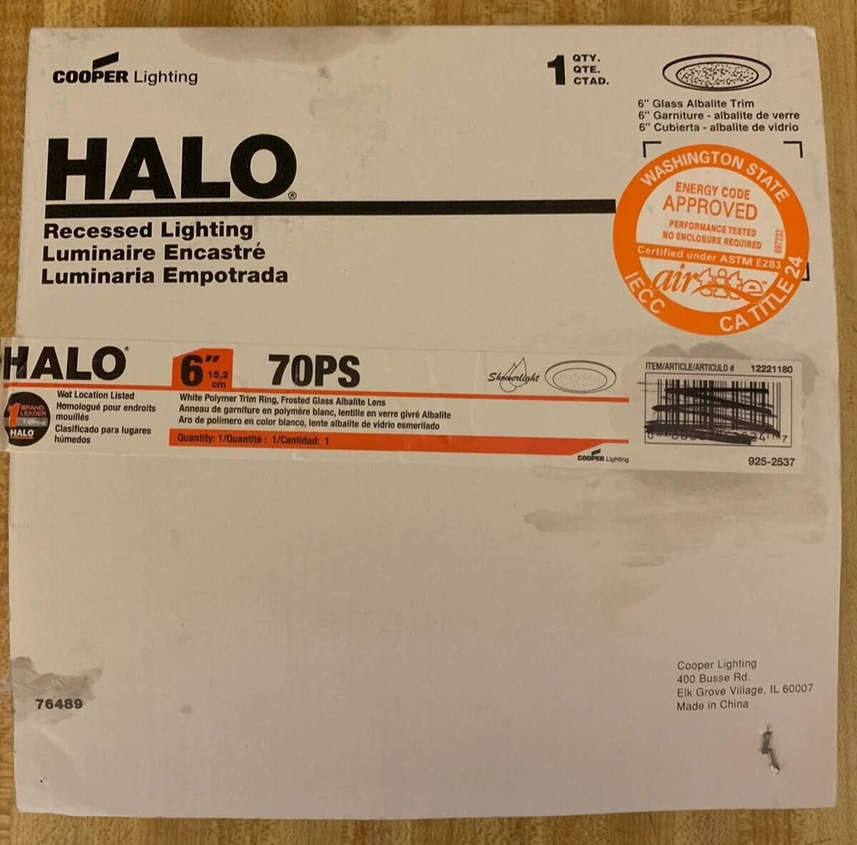 Halo 70 PS 6 pulgadas Luz de ducha empotrada blanca con lente de vidrio albalita Foto 1 de 1