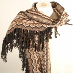 Polo Ralph Lauren Indian Beacon Wool Alpaca Plush Runway Scarf Brown 68" No Tags - Picture 1 of 6