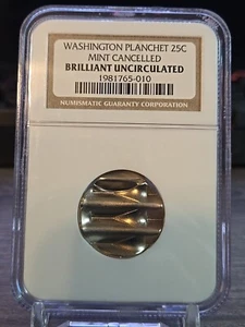 Washington 25C Planchet Mint Cancelled Planchette Bg - Picture 1 of 3