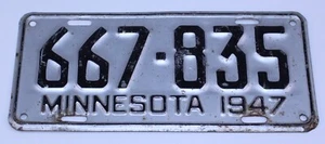 Coche de pasajeros Minnesota 1947 de colección matrícula etiqueta automática pintura original 667-835 - Imagen 1 de 12