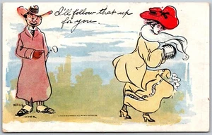 Vtg Comic I'll Follow That Up For You Man Woman in Dress 1909 Postcard - Picture 1 of 2
