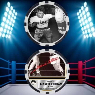 MARCEL CERDAN - BOXING HALL OF FAME - POKER CHIP - ***SIGNED/AUTO*** - Image 1 of 2