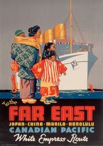 Shipping Poster - Canadian Pacific to Far East - 1936 - Vintage Reprint A4 - Foto 1 di 1