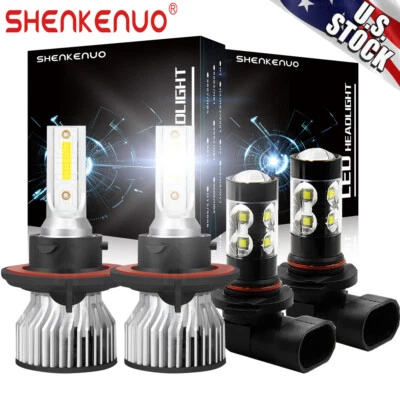 For 2004-2014 Ford F-150 8000K LED Headlights + Fog Light 4x Bulbs Kit White - Image 1 of 4