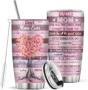Mom Gifts - Pink Christmas Day Gift Tumbler for Mom, Mom Birthday Gifts Idea, Mo - Picture 1 of 7