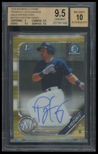 2019 Bowman Chrome Payton Henry Prospects Autographs Gold Refractor BGS 9.5 #/50 - Picture 1 of 2