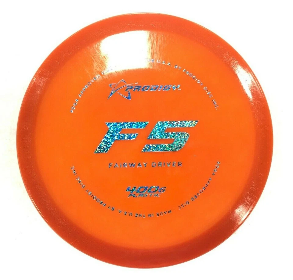 DISC GOLF PRODIGY 400G F5 FAIRWAY DRIVER 173g ORANGE W/ BLUE SPARKLE FOIL - Image 1 of 1