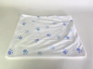 Carters White Fleece All Over Blue Paw Prints Baby Blanket Security Lovey - Picture 1 of 12