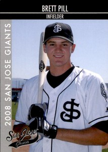 2008 San Jose Giants Grandstand 19 Brett Pill Covnia California CA Baseball Card