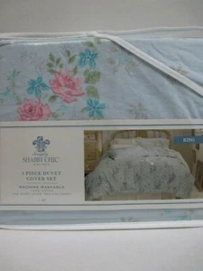 Simply Shabby Chic LILY ROSE Blue Pink Floral 3pc Duvet Set - King - Picture 1 of 12