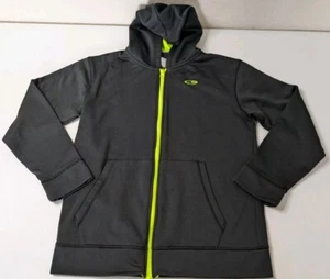 Champion Full Zip Hoodie Boy L (12-14) Black Green Duo Dry Long Sleeve  - Picture 1 of 6