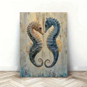 Arte de pared artesanal de caballito de mar lienzo sin marco/enmarcado - Imagen 1 de 7