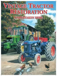 Letrero de acero grande vintage restauración de tractor 400 mm x 300 mm (og) - Imagen 1 de 1