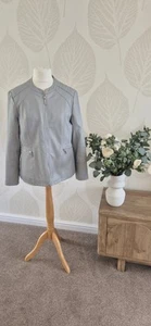 Principles Size 16 Light Grey Biker Jacket Zip Up Lined Two Zip Pockets Vgc - Picture 1 of 23