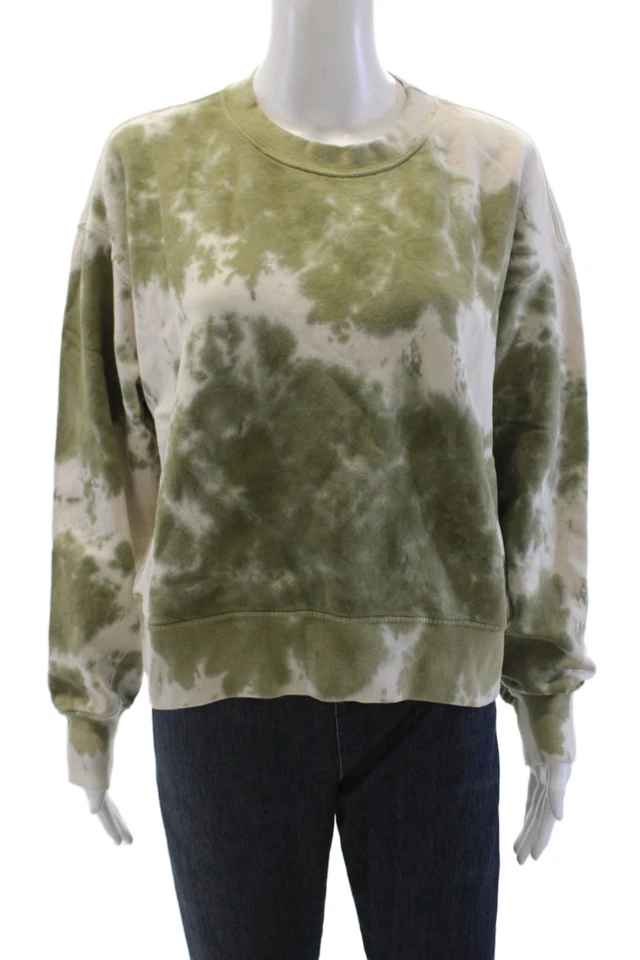 Terciopelo Mujer Algodón Cuello Redondo Manga Larga Tie Dye Cuello Redondo Verde Talla S Foto 1 de 4