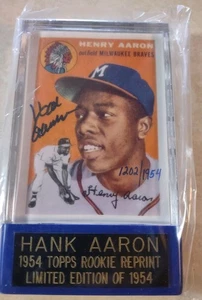 Hank Aaron Autographed Signed Baseball 1954 TOPPS Rookie Card Reprint COA Auto - Picture 1 of 2