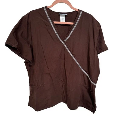 SB Scrubs 2XG XXL Dark Espresso Top Veterinary Medical Dental Polyester Cotton - Image 1 of 4