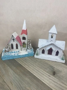 Christmas Putz Churchs Cardboard Made In Japan - Picture 1 of 11