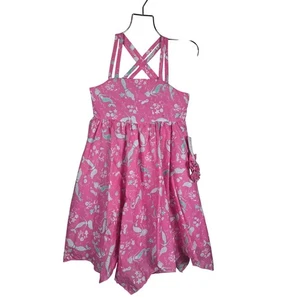 Tommy Bahama Sleeveless Pink Dress Mermaid Ocean Handkerchief Hem Girl 8 NWT - Picture 1 of 7
