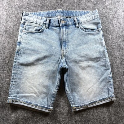 Pantalones Cortos de Denim H&M Para Hombres 32 Calce Ajustado y Denim Verano Informales Lavado Ligero Elástico Foto 1 de 4
