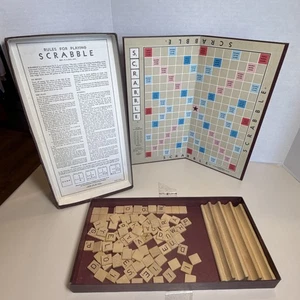 Vintage Scrabble Game 1953 Selchow & Righter Co 4 Holders Box Tiles - Picture 1 of 10