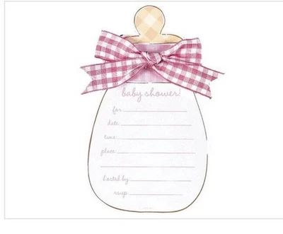 Pink Bottle Jumbo Baby Shower Invitation 8Ct - Image 1 of 3