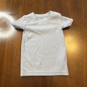 Camiseta acanalada manga corta 2T azul claro azul marino antiguo para niños pequeños - Imagen 1 de 4